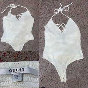 Guess White Knit Bodysuit Size Small